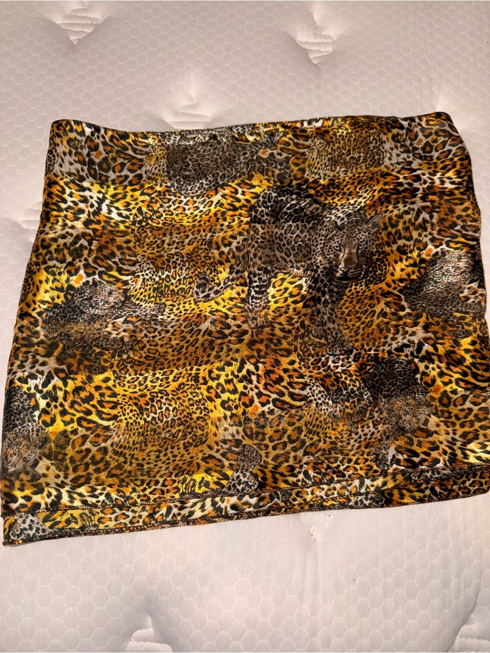 4. Leopard Print Women's Mini Skirt - Yellow/Brown